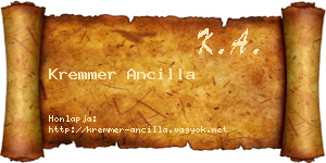 Kremmer Ancilla névjegykártya